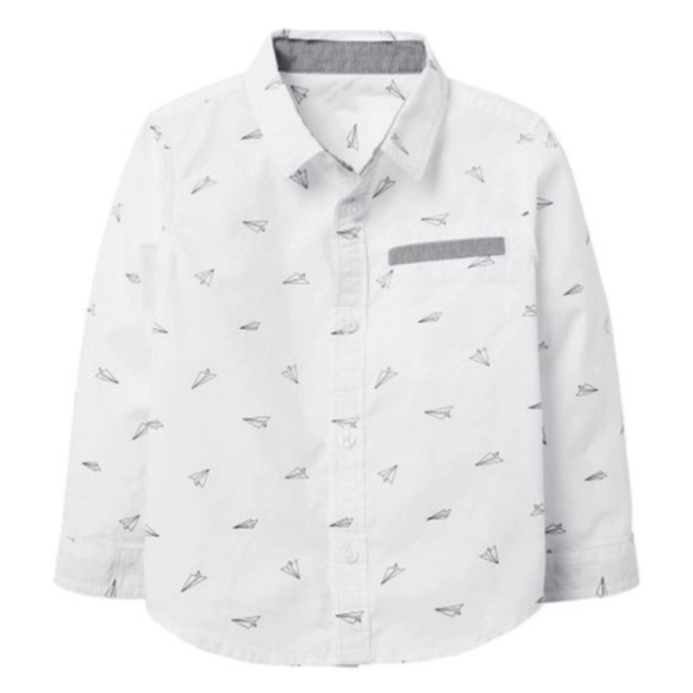 Gymboree Boy’s Button Down Oxford Shirt Paper Airplanes Size 3T